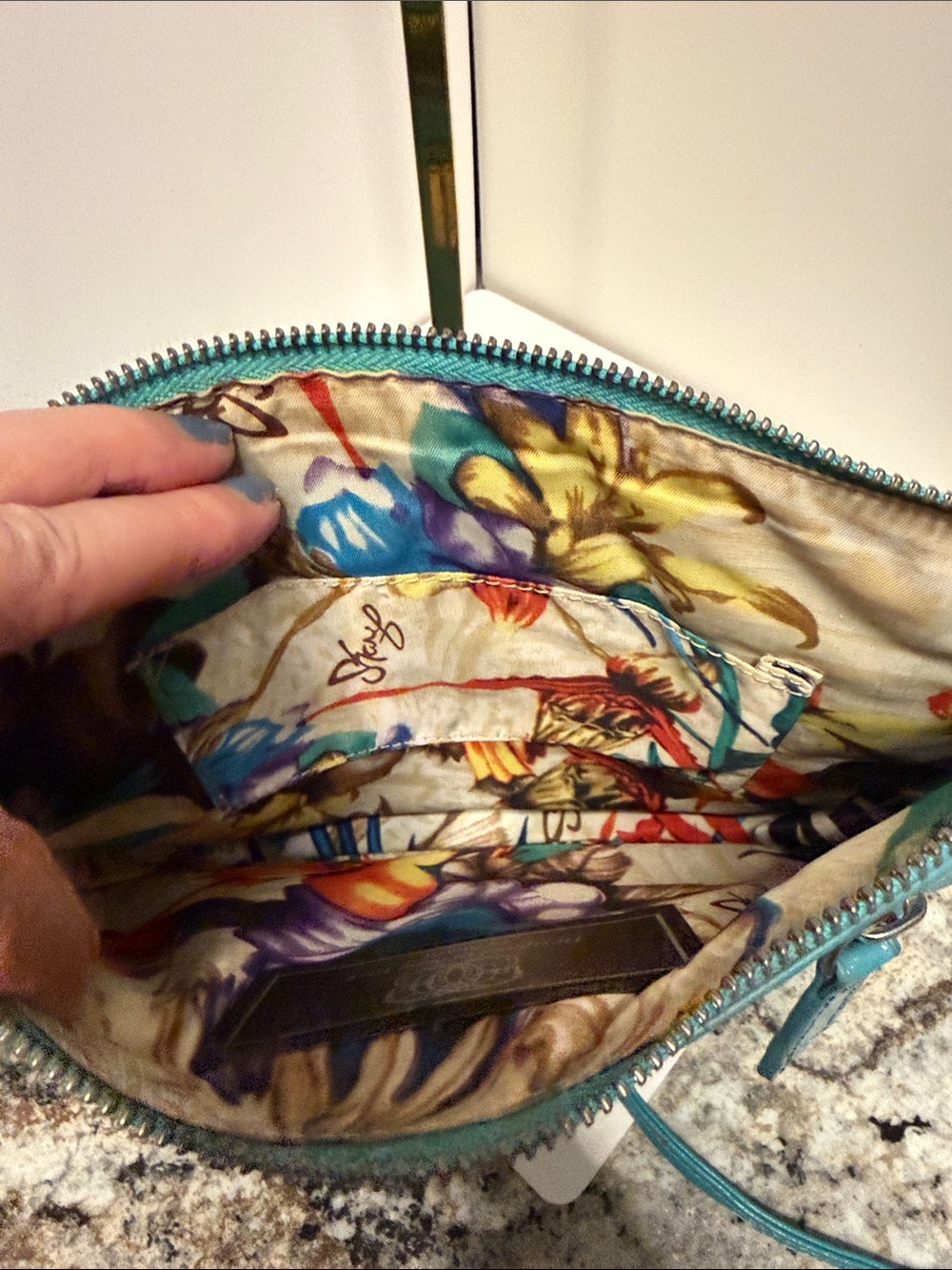 Sharif Turquoise Crossbody Shoulder Bag - hair on - Picture 6 of 10